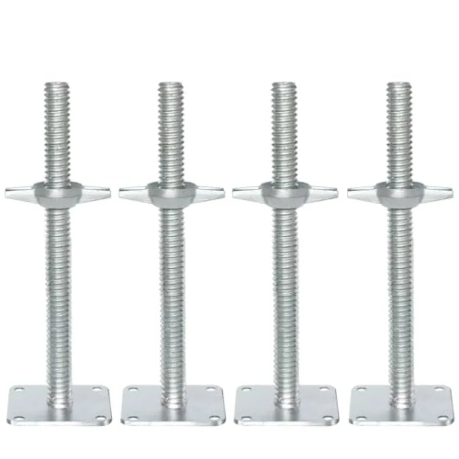 

Adjustable Leveling Jack 12", Scaffolding Galvanized Screw Solid Stem Jack with Base Plate, 4 Pack