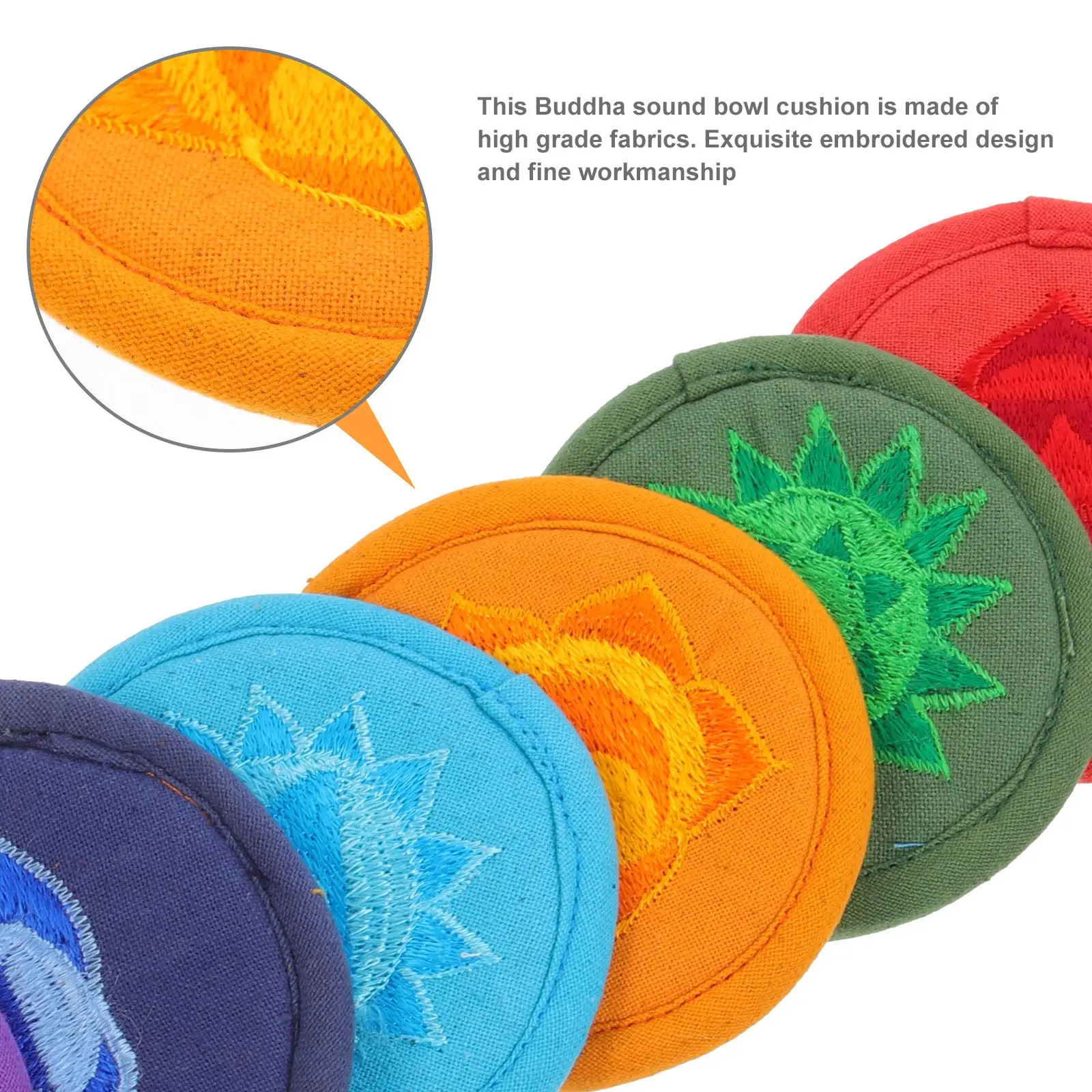7pcs Embroidered Buddhist Sound Bowl Cushion Pad Tibetan Singing Bowl Holder Pad Singing Bowl Holder Cushion Buddhist Supply