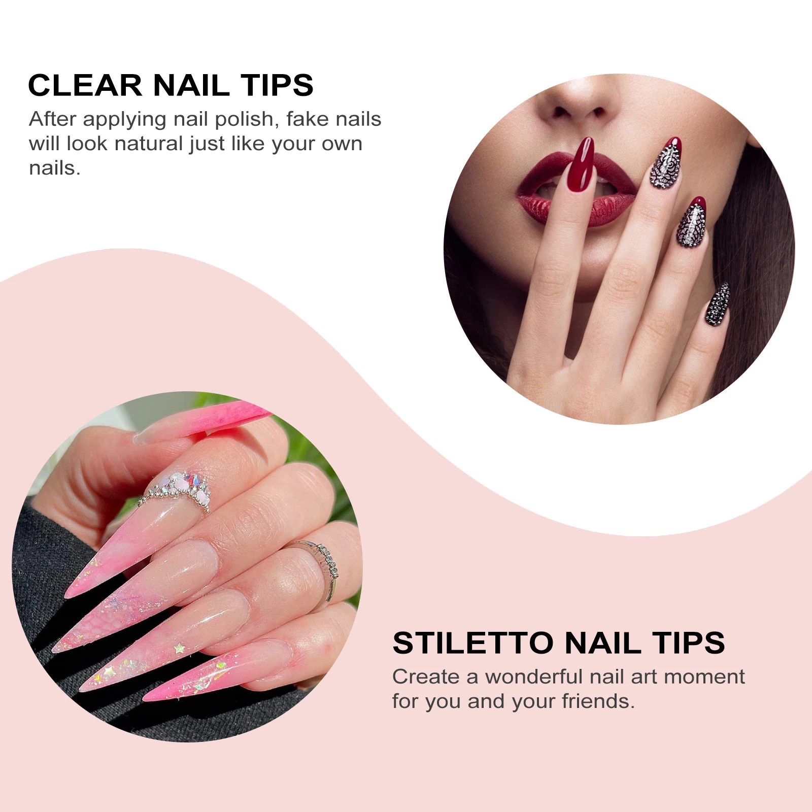

500 Pcs Fake Nails Press on Coffin Clear Half Tip Tips Replacement Full Cover False Decorate