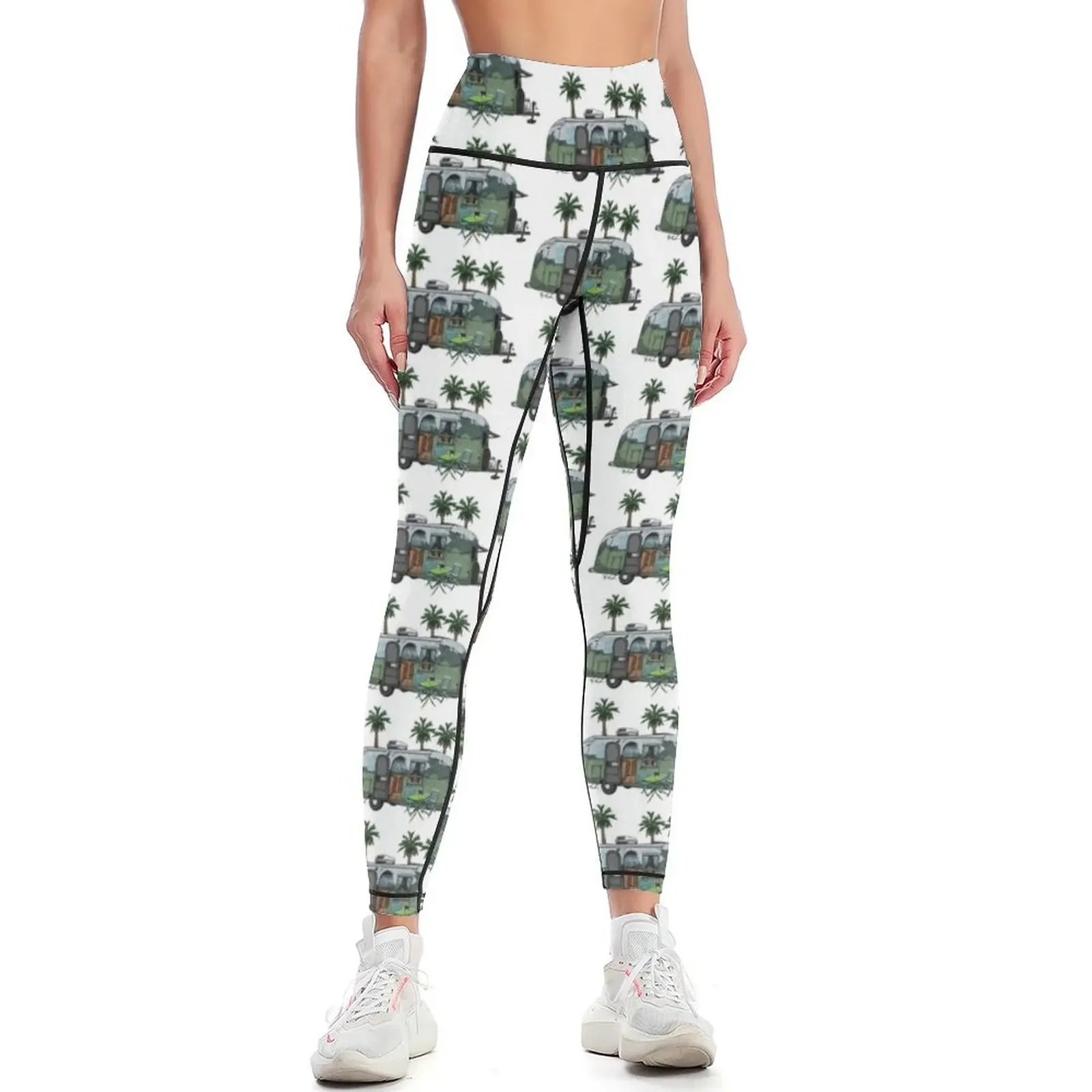 

Airstream with Palm Trees Leggings leggins push up woman for physical Fitness clothing sports for gym Womens Leggings