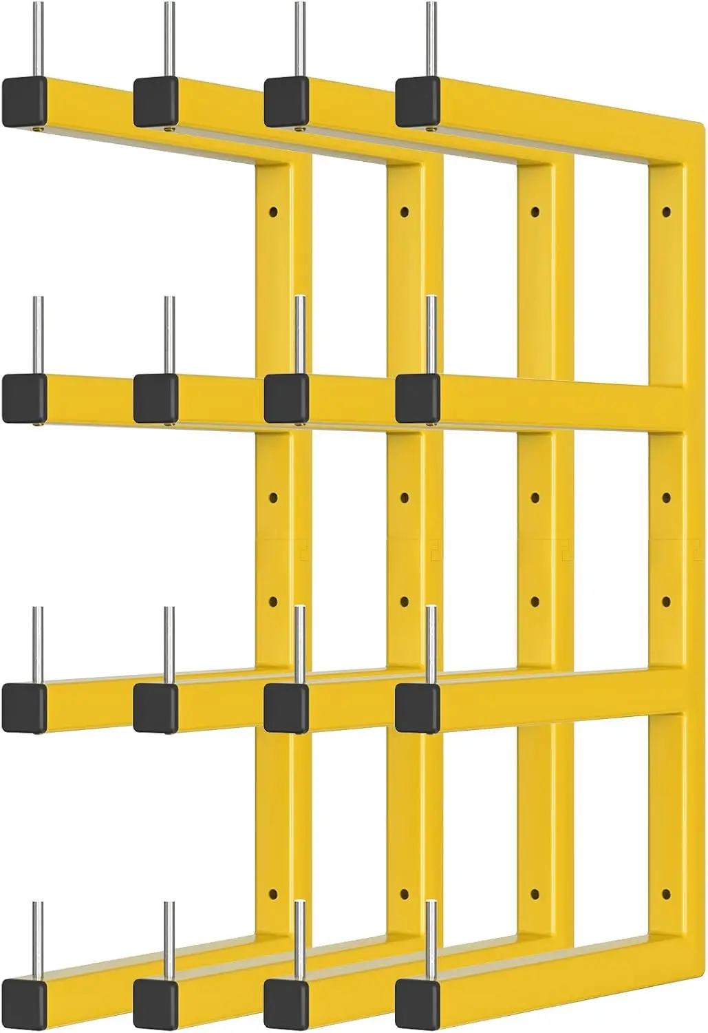 

4-Pack Lumber Storage Rack, Wood Storage Racks Wall Mount, Heavy Duty Garage Wood Organizer with 8-Level System, Yellow