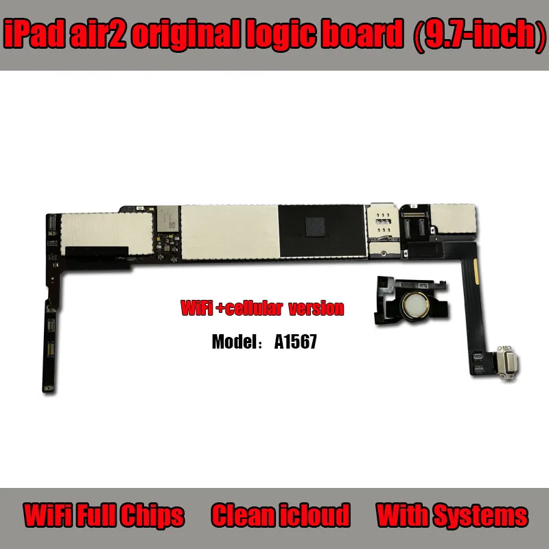 iPad Air 2 logic board ipad A1566 A1567 motherboard wireless cellular network iOS system unlocked original ipad 6 logic board