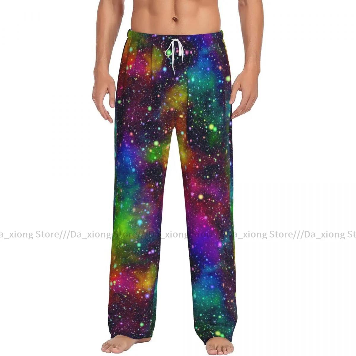 Men's Casual Pajama Sleeping Pants Nebula Night Starry Sky In Rainbow Colors Lounge Loose Trousers Comfortable Nightwear