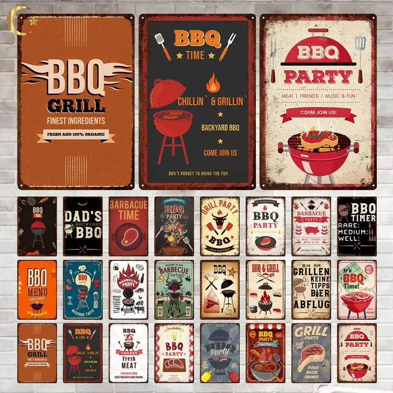 Letrero de barbacoa, placa de Metal de estaño, Vintage, Pub, divertido cartel de estaño, decoración de pared para barbacoa, Bar, cocina, decoración de fiesta, placa de estaño