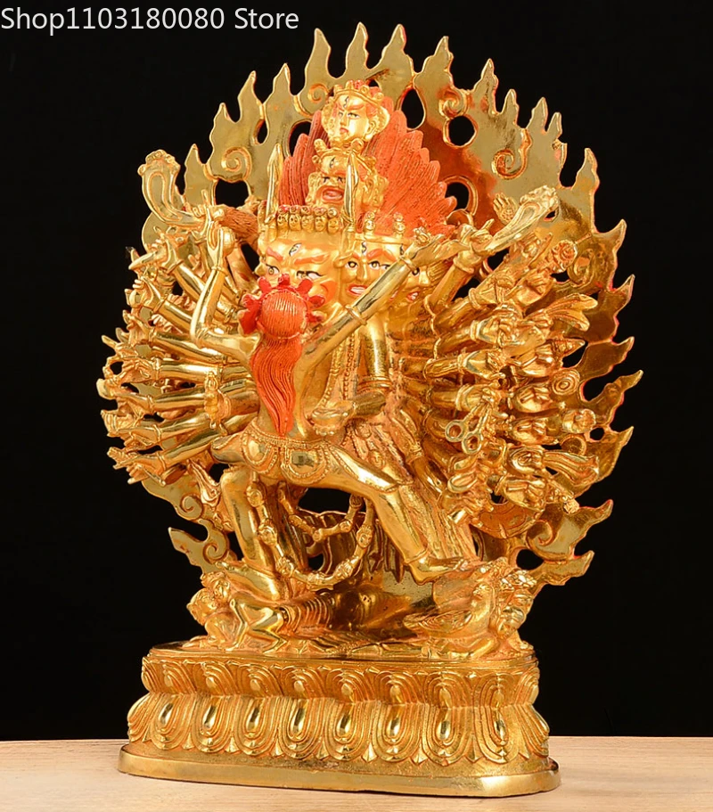 28cm copper brass gilt Yamantaka Yab-Yum buddhia statue Tibet buddhism tantra sculpture Large size