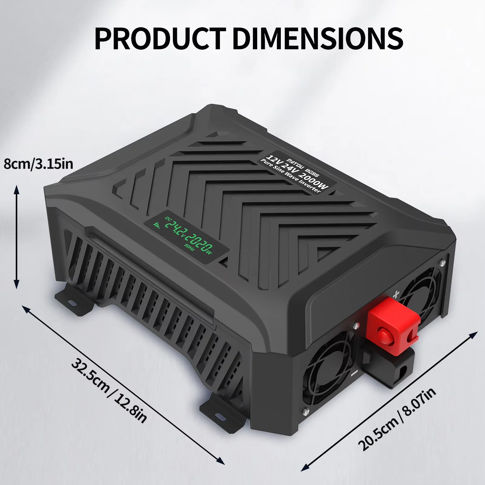 DATOUBOSS Portable Car Inverter 1200W 2000W 3000W Pure Sine Wave Dual Voltage Inverter 12V to 24V Auto Switching Solar Inverter