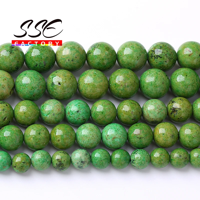 Natuurlijke Afrikaanse Groene Jaspers Kralen Ronde Losse Kralen Diy Armbanden Kettingen Voor Sieraden Maken 4 6 8 10 12mm 15 \