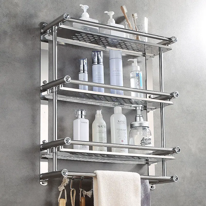 Towel Rack Toilet Rack Stainless Steel Bathroom Towel Rack Toilet Bathroom Shelves Decor Tray Wall Shelf Hanging Rack