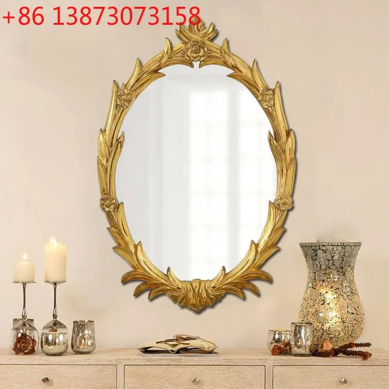 High-end oval vanity mirror ancient mirror office retro wedding creative French desktop bathroom wall hanging