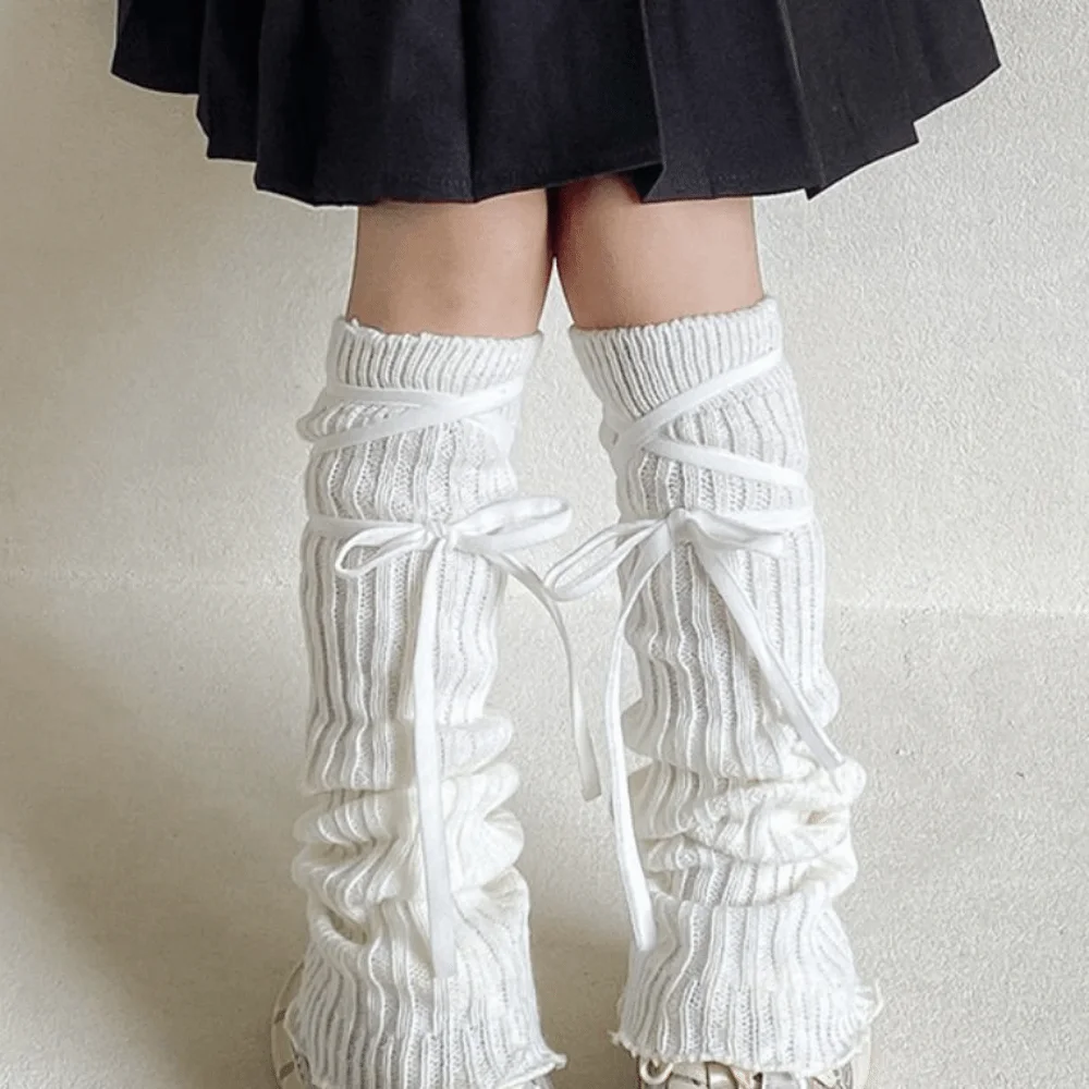 Fashion Korean Style Children's Leg Warmers Balletcore JK Knitted Leg Cover Long Stockings Harajuku Strap Leg Socks Girls
