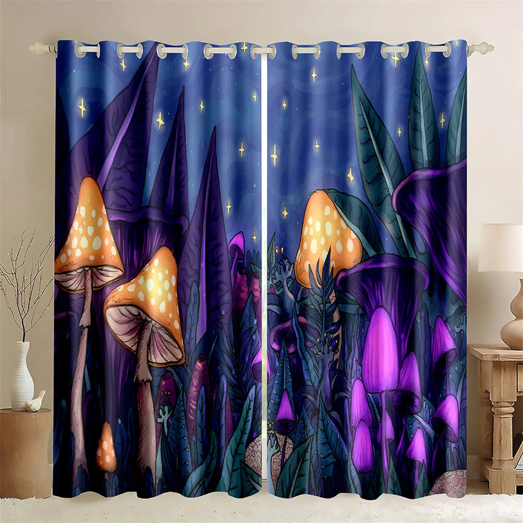 Starlight Dazzle Mushroom Curtain Novel Peculiar 2 Panel Living Room Bedroom Kitchen Balcony Window Decoration Curtain