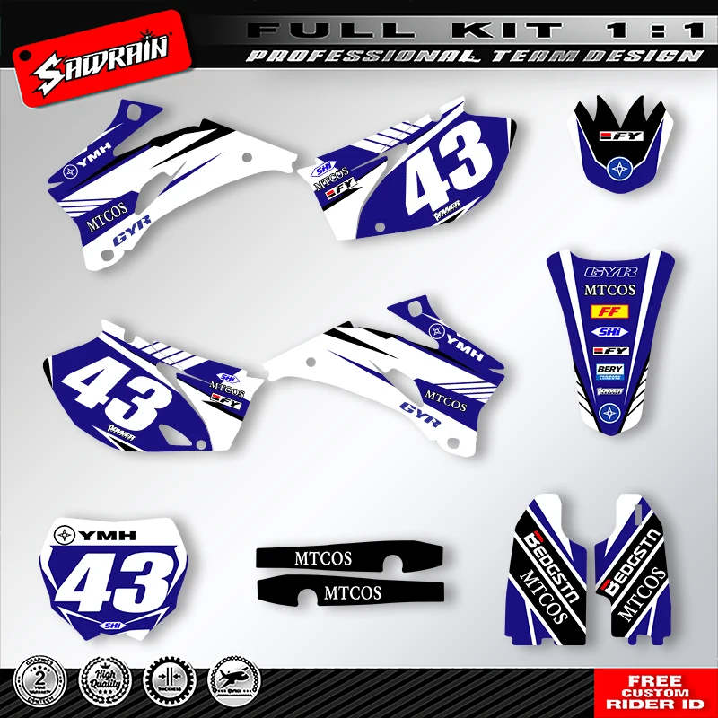 

Sawrain Motorcycle Sticker Custom Team Graphics Decals Kit For YAMAHA YZF250-450 2006 2007 2008 2009 007