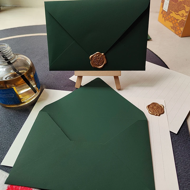 30pcs/lot Envelope Blackish Green Small Business Supplies Postcard Giftbox 250g Paper Message Packaging Invitations Wedding