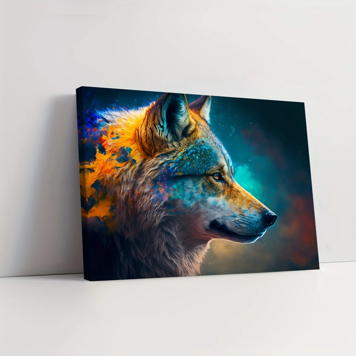 Canvas Print, Colorful Wolf Painting, Graffiti Animal Wall Art, Poster Picture for Living Room, Aesthetic Home Decor