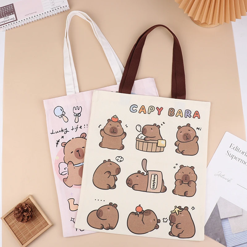 Animal Capibara Pattern Tote Bag Fashion Cartoon Shopping Bag