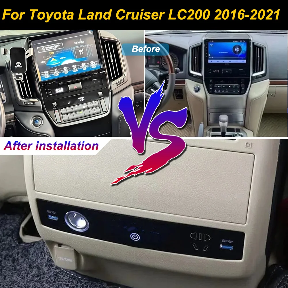 Carregador sem fio para celular, suporte para console central com carregamento rápido para Toyota Land Cruiser 200 LC200 2010-2021