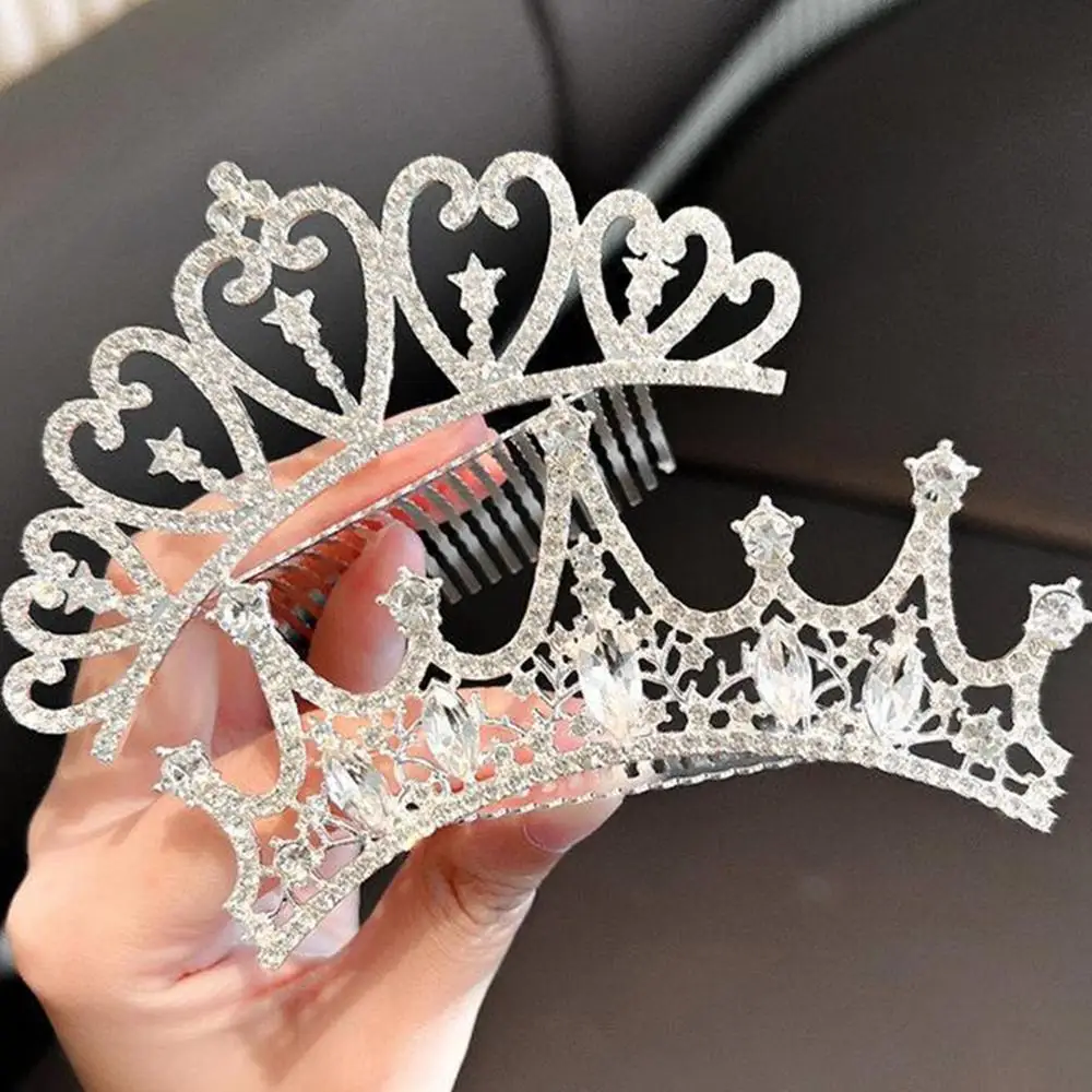 Girl Headwear Rhinestone Hair Accessories Crown Little Girl Crown Hair Comb Hair Comb Princess Princess Crystal Hair Band