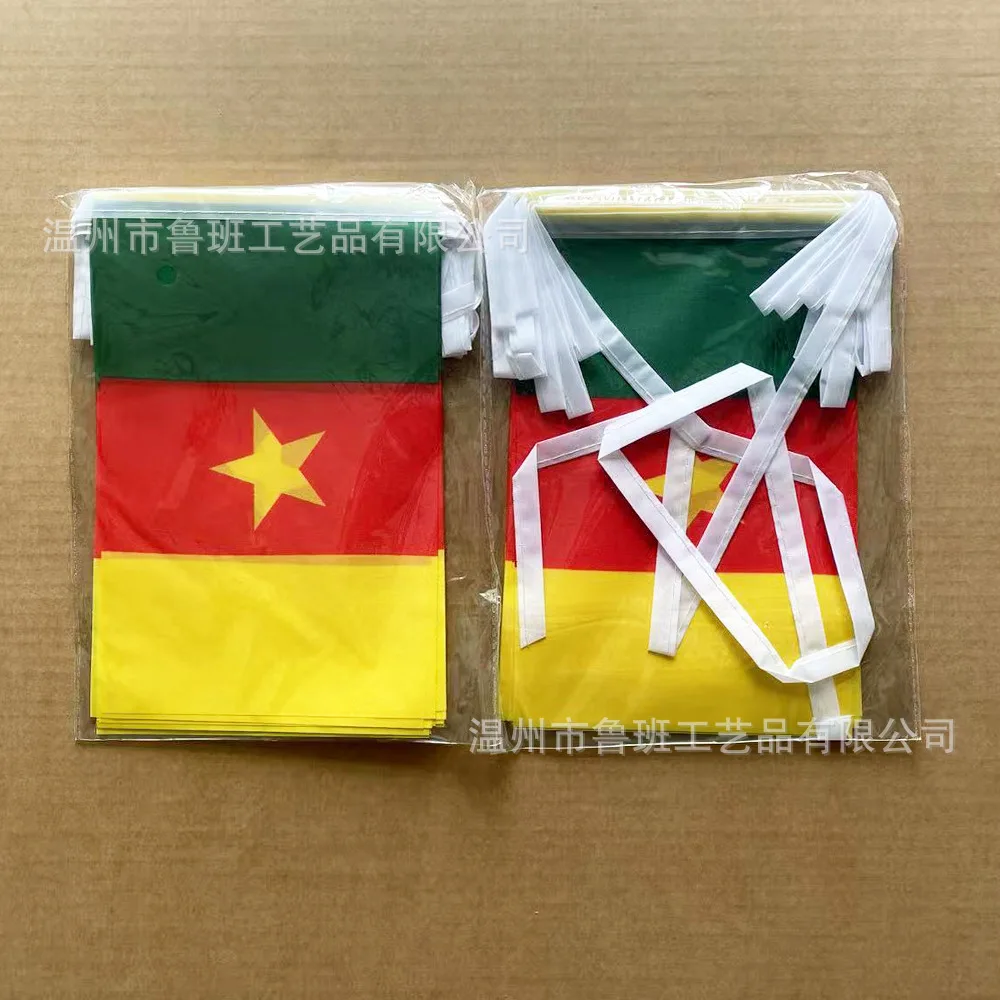 SKY FLAG 14x21cm Cameroon Bunting Flags 20pcs/lot Polyester Cameroon String Flags Pennant Banner for Festival Party Decoration