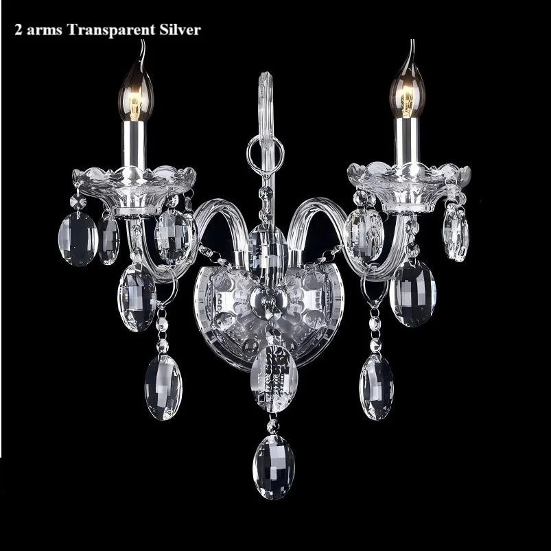Luxury Top K9 Transparent Gold Crystal Wall Lamp Candle 1/2/3 Lights/Heads LED  Bulbs Lampshades Beside Bed Room Light