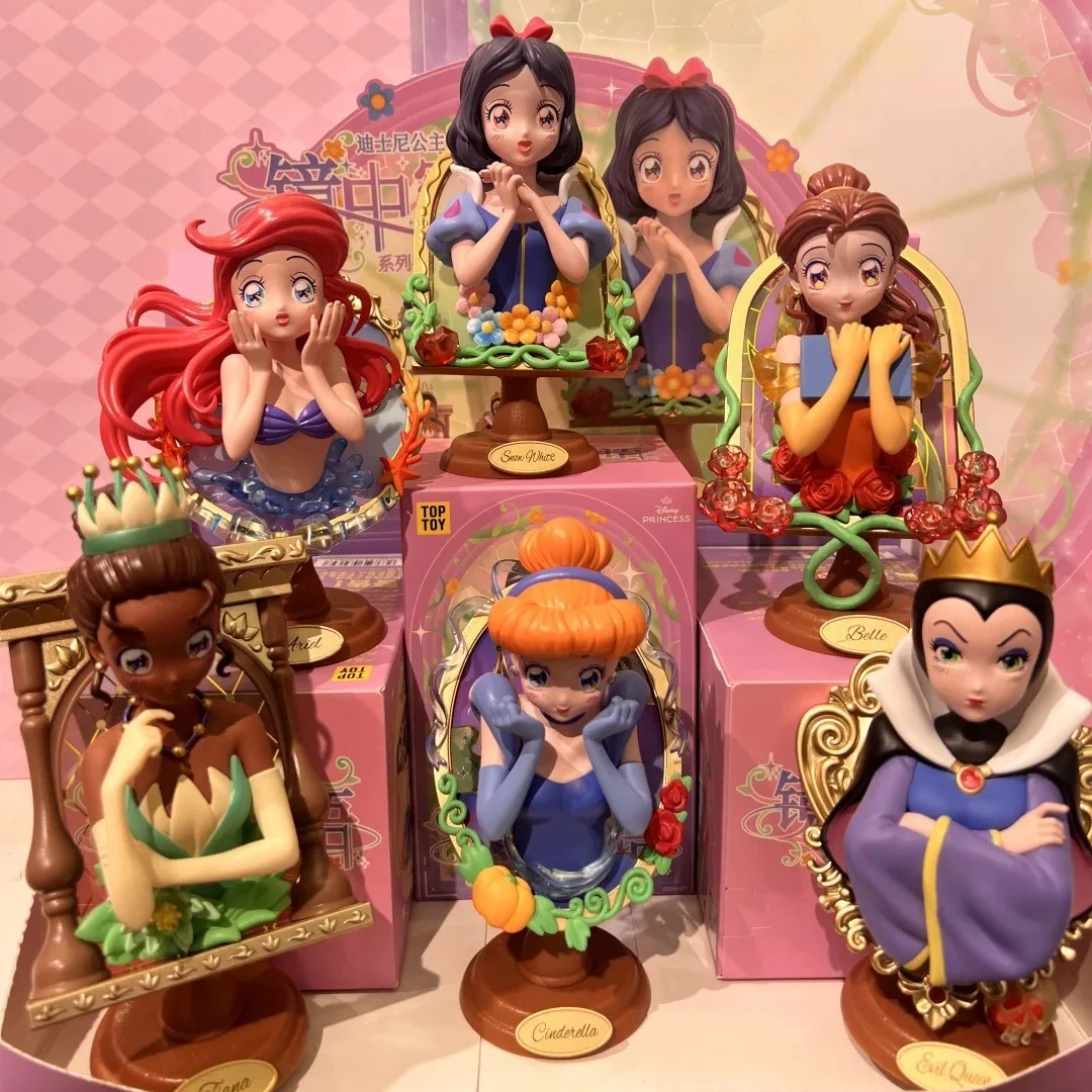 Miroir de princesse Disney authentique fait à la main pour enfants, série de langues secrètes, boîte ennemi, ornement de bureau fille blanche neige, Kawaii, cadeau de Noël