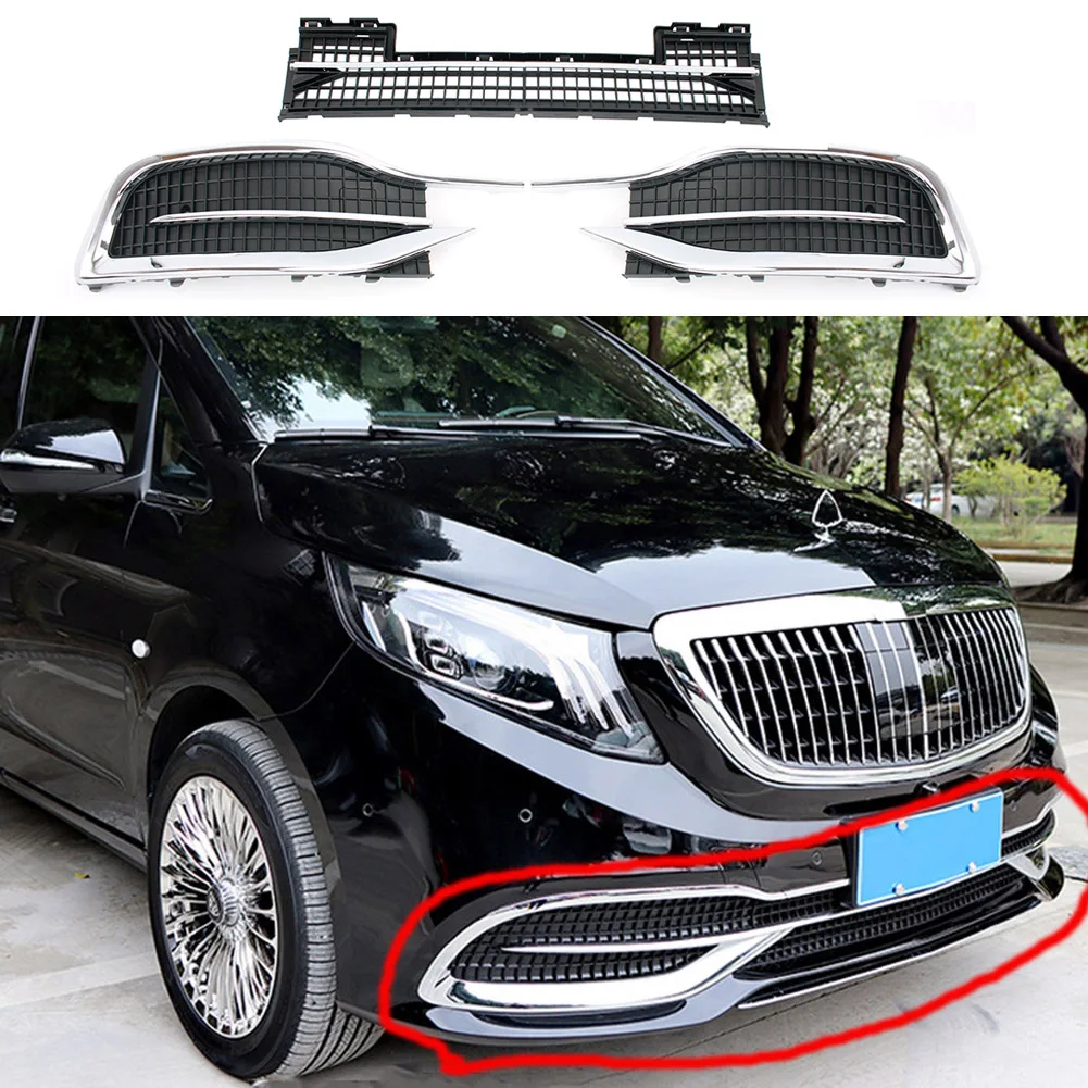 

Left+ Middle+ Right Side Racing Facelift Grille Lower Grilles Radiator For Mercedez-Benz V-Class W447 2020 2021