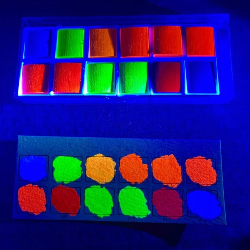 Pinturas de acuarela de colores fluorescentes, juego de artista portátil para pintar en tela, piedra, papel de madera, arte de uñas DIY, 12 colores