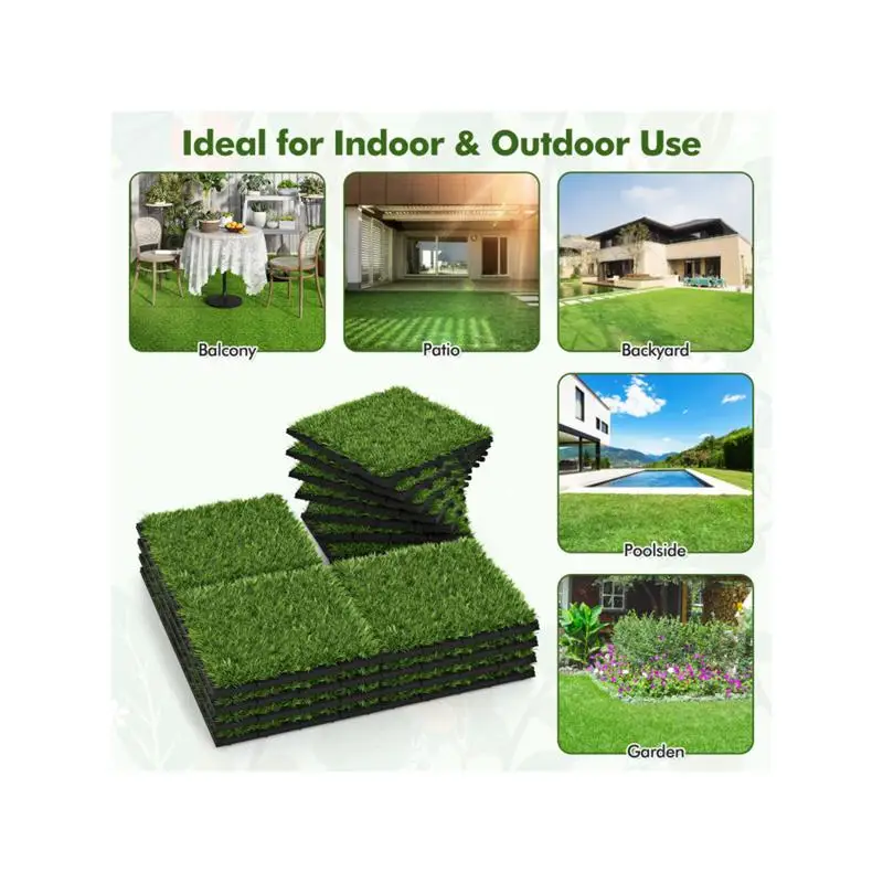 

30 PCS 12x12 Interlocking Artificial Grass Pavers for Landscaping, Patio & Garden Use