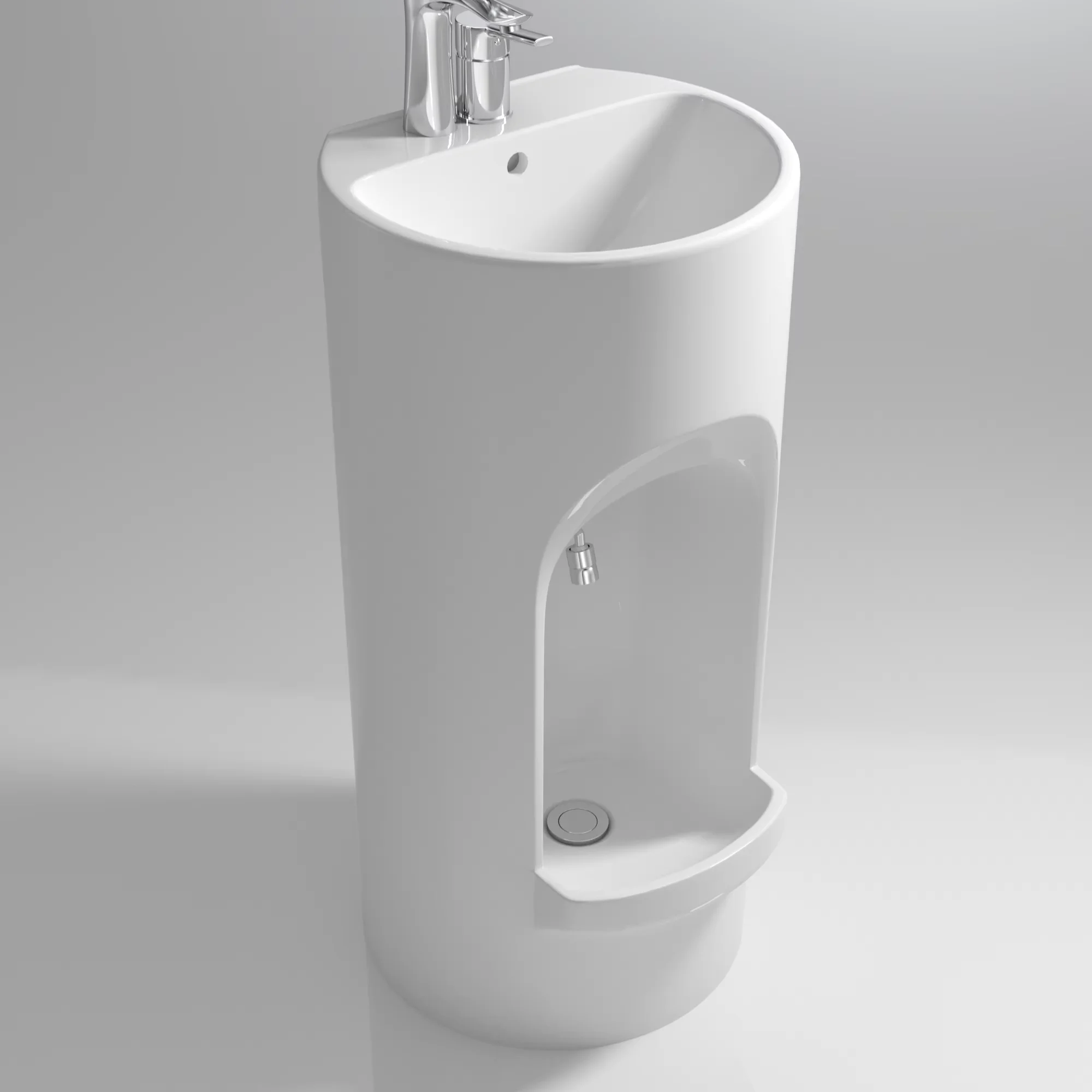 

【Best-selling】Modern High-Temperature Conjoined Ceramic Pedestal Hand Foot Washing Wudu Basin for Hotels Villas Bathroom Use