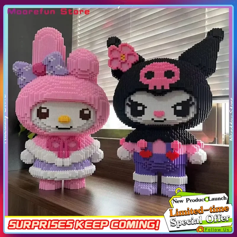 

In Stock Super Sized Hello Kitty Building Blocks Melody Kuromi Melody Jigsaw Puzzle Girl Gift Desktop Decoration Home Decor Toy