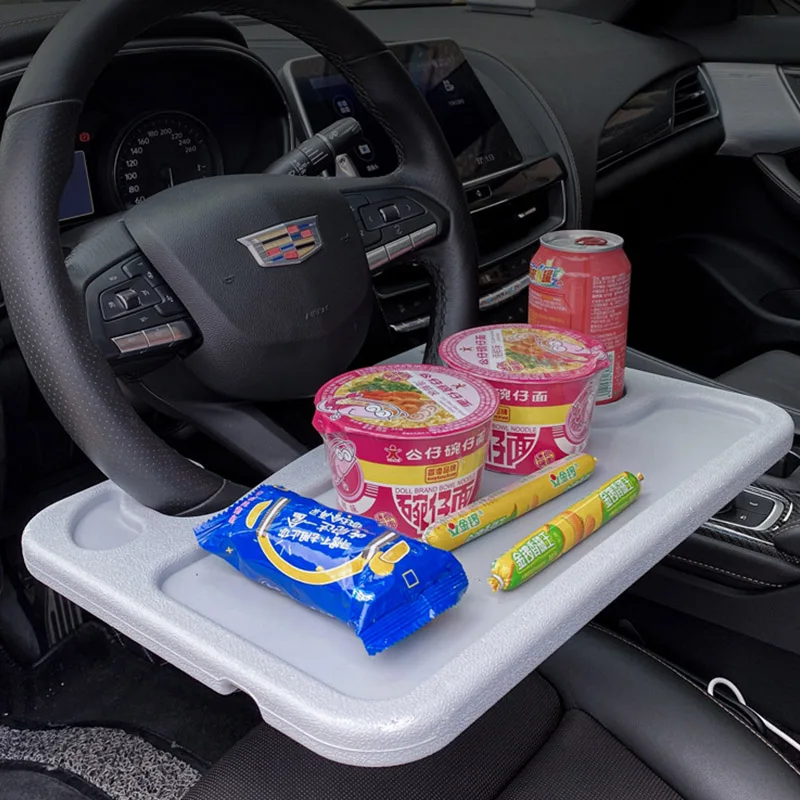 Car Table Holder Steering Wheel Laptop Desk Mount Stand Eat Work Cart Food Coffee Goods Drink Water Dining Board ABS Holder Tray