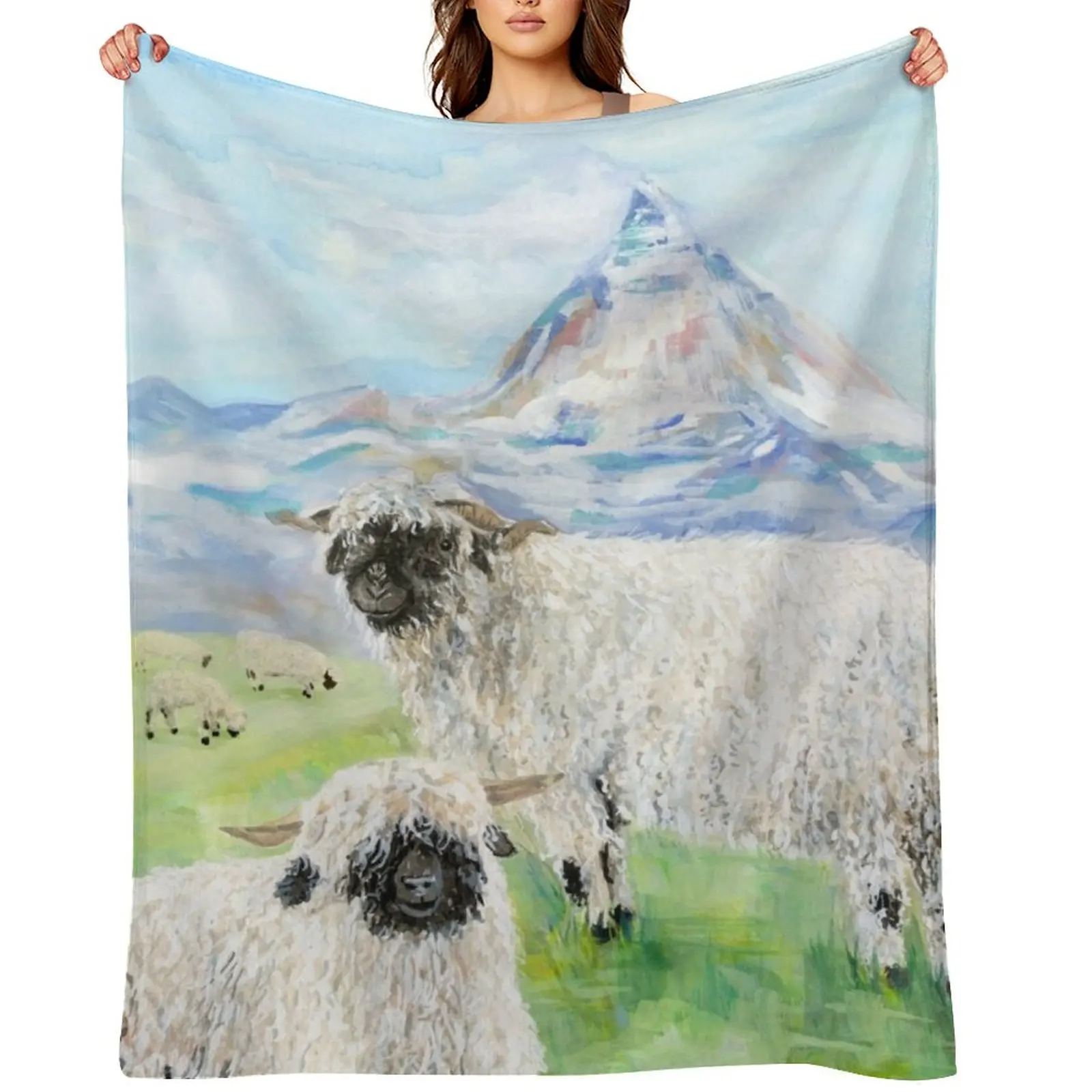 

Valais Blacknose Sheep at the Matterhorn Throw Blanket wednesday Soft Thins Blankets For Sofas Blankets