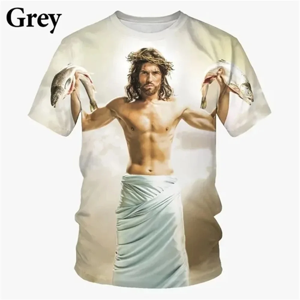 New Summer Men 3D Printed Funny Jesus T-Shirt Casual O-Neck Tops Tees Male Fashion Short Sleeve Clothing Vintage Streetwear - view 6
