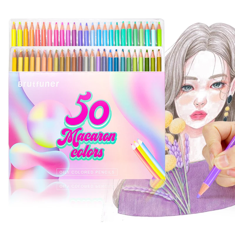 

Aibelle Brutfuner Macaron 50 Colored Pencils Professional Colors Pastel Drawing Pencils Colour Pencil Set Art Supplies For Child