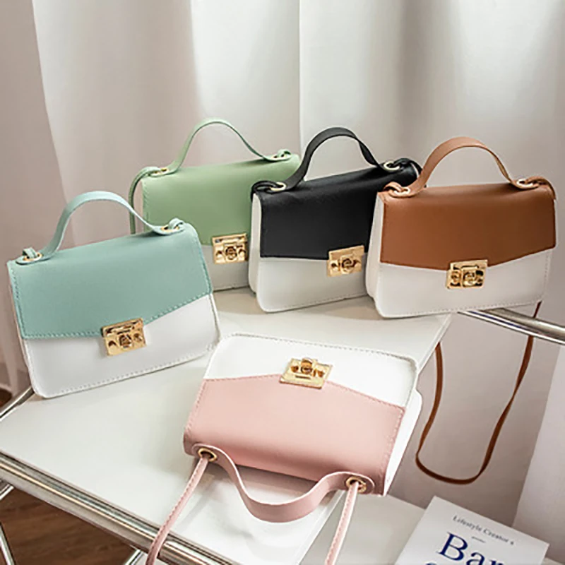 

Contrast Plain Hand Lock Shoulder Bag Leisure Shoulder Bag Hand Bag Shopping Date Female Wallet Bolsos De Mujer Women Bags