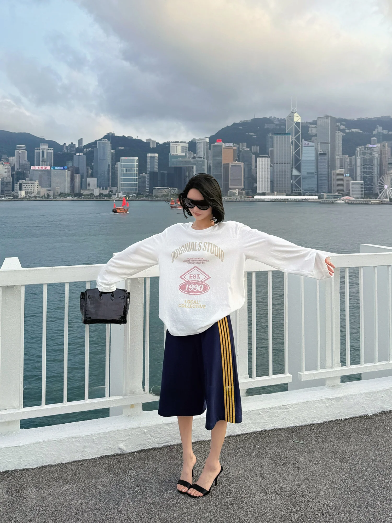 

FORNIYOYO Ретро-брюки в американском спортивном стиле с цветовыми блоками, длиной до середины икры, с высокой талией, из хлопка, широкие, повседневные, в полоску