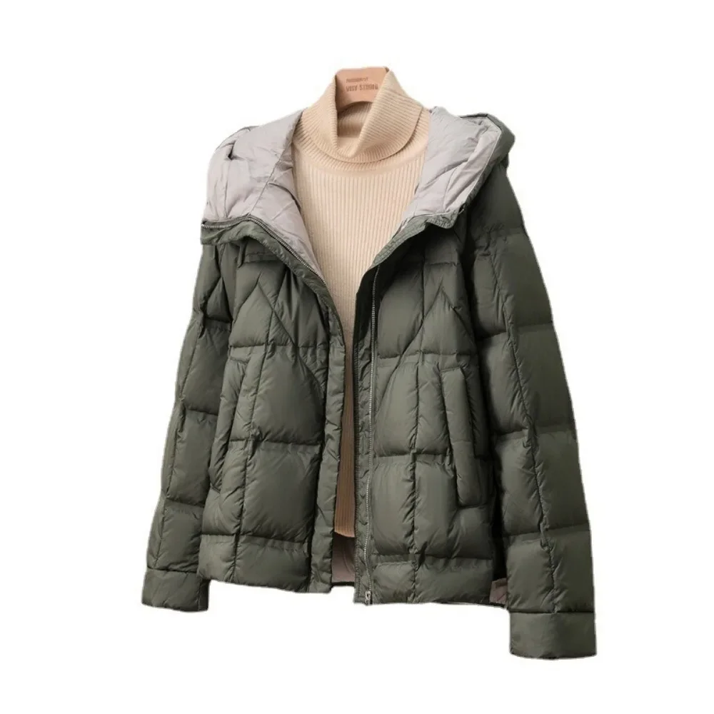 Lightweight Puffer Jacket Women Long Sleeve Single Breasted Duck Down Coat Female Parkas Fashion Casual 2024 New Autumn Winter