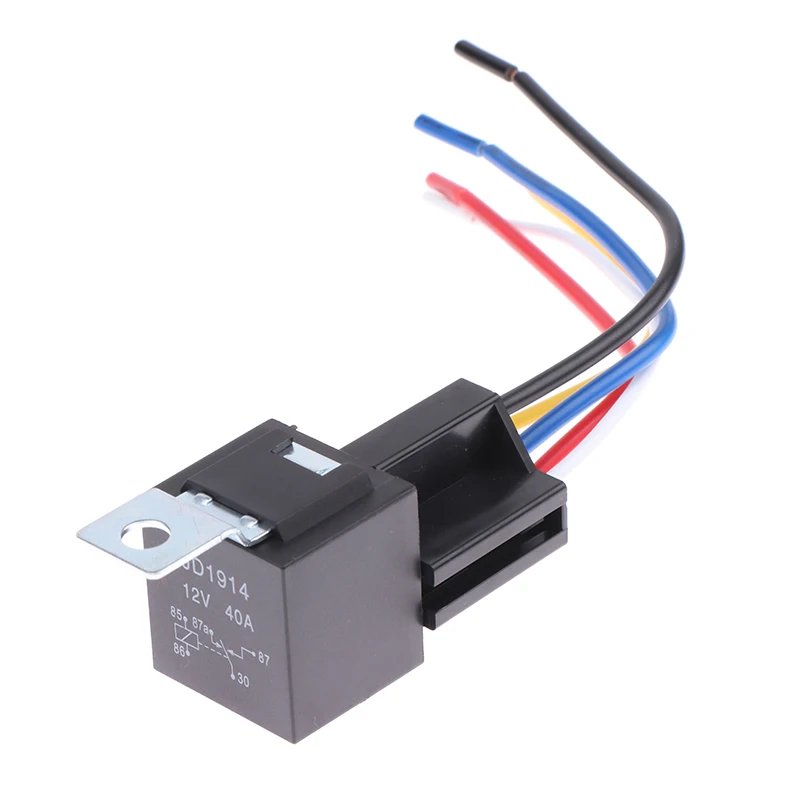 12V 40A Car Truck Auto Automobile Automotive Relay With 5 Pin Socket 5 Wires For Car GPS Lamplight Fan Air Condition