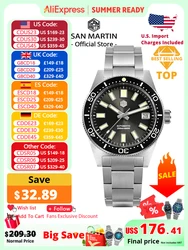 San Martin 62mas Diver Orologio 39mm Classico NH35 Uomo Orologi meccanici automatici Zaffiro Impermeabile 200m SLN C3 Luminoso SN0007