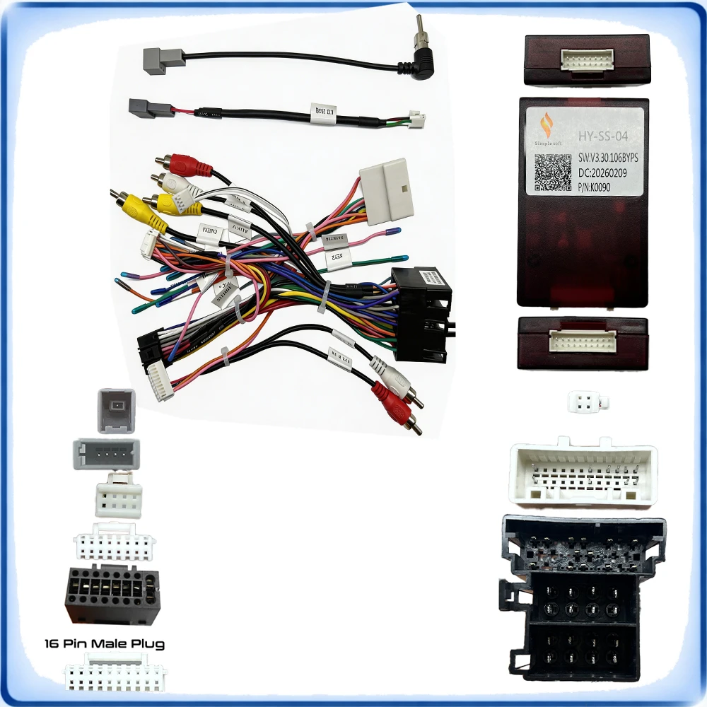 

16-Pin Car Stereo Wiring Harness Adapter CAN Bus Decoder for KIA Sportage Sorento Hyundai ix35 Tucson 2009-2015 Android HeadUnit