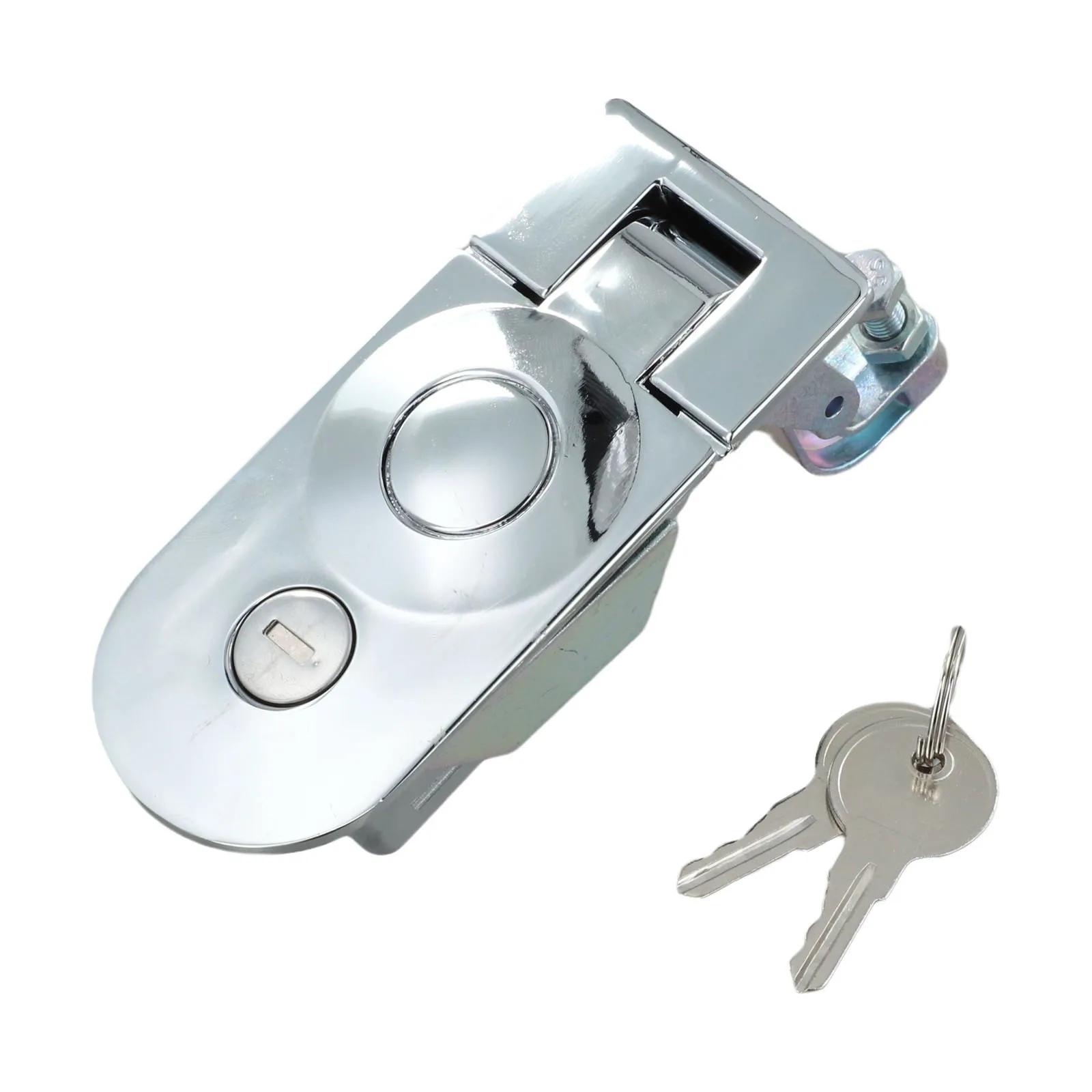 Silver Zinc Alloy Compression Push Lock Latch With 2 Keys For Tool Box Trailer Marine Boat Accessories