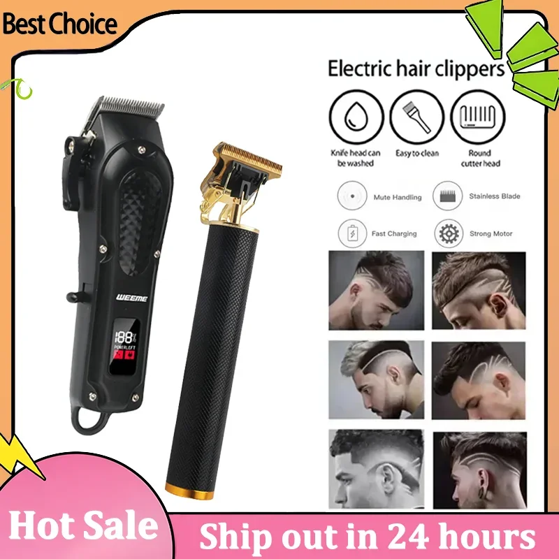 

Профессиональный набор триммеров T9 - быстрая зарядка через USB, для тела/волос/бороды, беспроводной набор для ухода за волосами для салона и домашнего использования