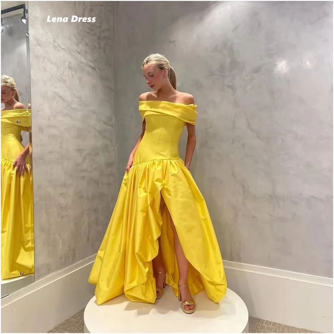 

Lena Elegant Prom Dresses Luxury Women Evening Dress Custom Made Satin Cloth Off-shoulder Robe De Cocktail Femme Line A Party