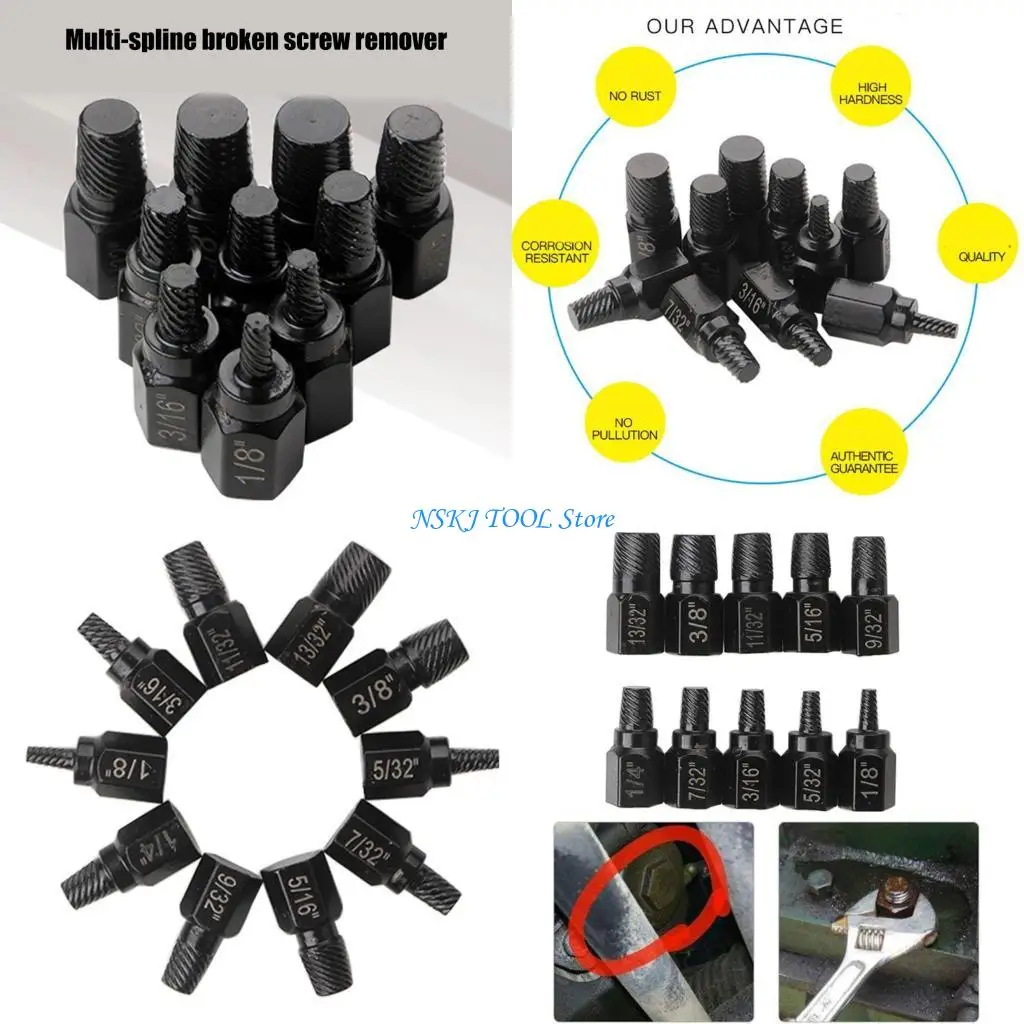 

L8RC Broken Screw Extractor Removal Set Damaged Bolt Easy Out Stripped Drill Bit