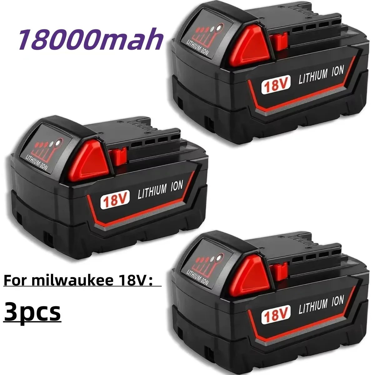 M18  For Milwaukee Power Tool Battery, Charger, 18V 6000mAh, BR, XC, 18V,  M18B5, 48-11-1860, Built-in