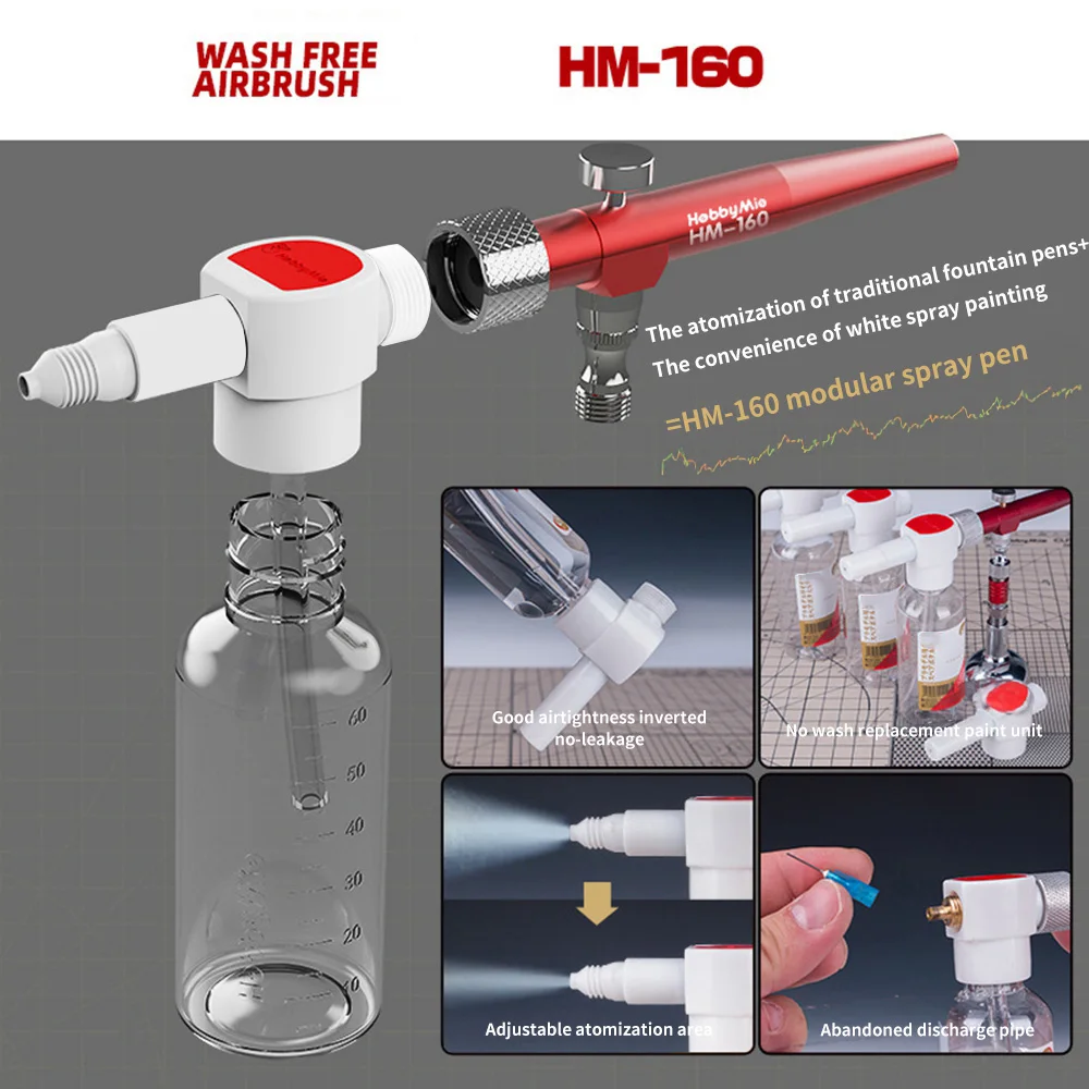 HM-160 Modular Wash Free Airbrush Kit Air Brush Set Airbrush Kit Spray Gun For Artist Crafts For Model/Cake/Car/Nail Painting