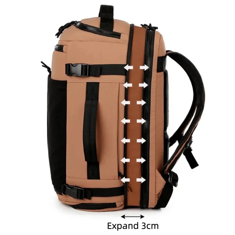 حقيبة ظهر عصرية للأعمال، حقيبة سفر ذات سعة كبيرة، حقيبة ظهر لتخفيف الضغط والتوسيع في الهواء الطلق، حقيبة كمبيوتر محمول للجنسين