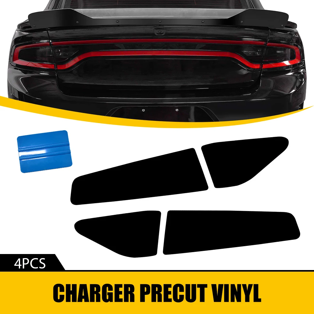 4x Car Tail Light Sticker Films For Dodge Charger 2022 2021 2020 2019 2018 2017 2016 2015 PreCut Tint Overlay Vinyl Decal Dark