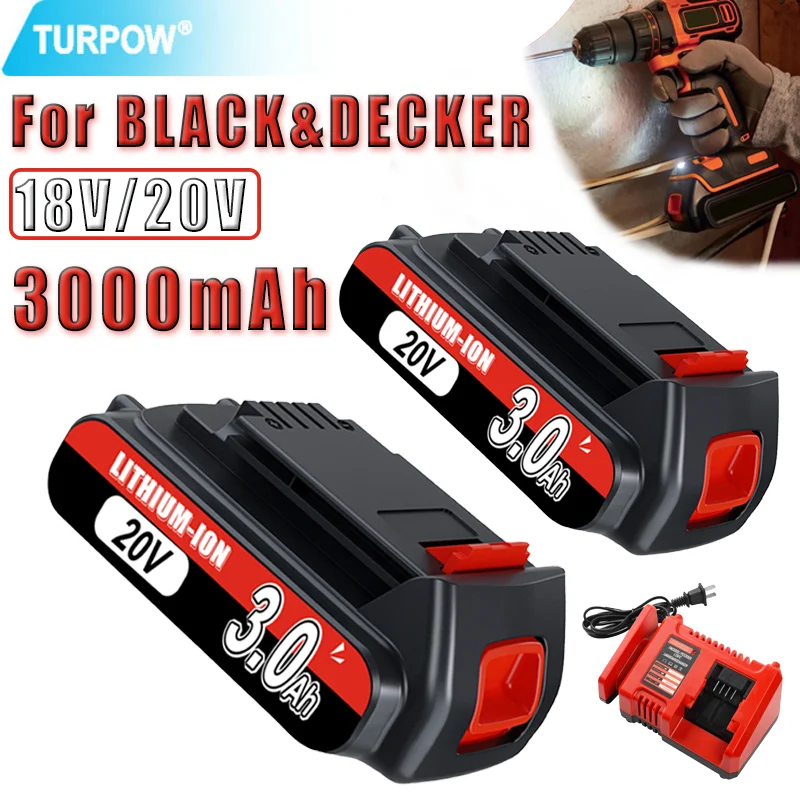 

For Black Decker LBXR20 Lithium Battery 18/20V 3.0/6.0Ah LBXR20 LB20 LBX20 LBXR2020 LB2X4020-OPE Power Tools