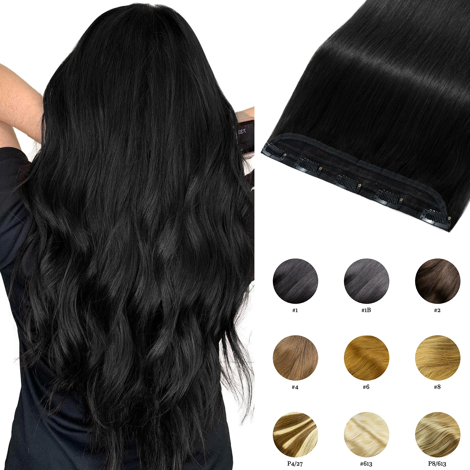 

Прямые заколки для наращивания человеческих волос, цельные с 5 зажимами, бразильские мягкие цельные натуральные человеческие волосы для наращивания для женщин