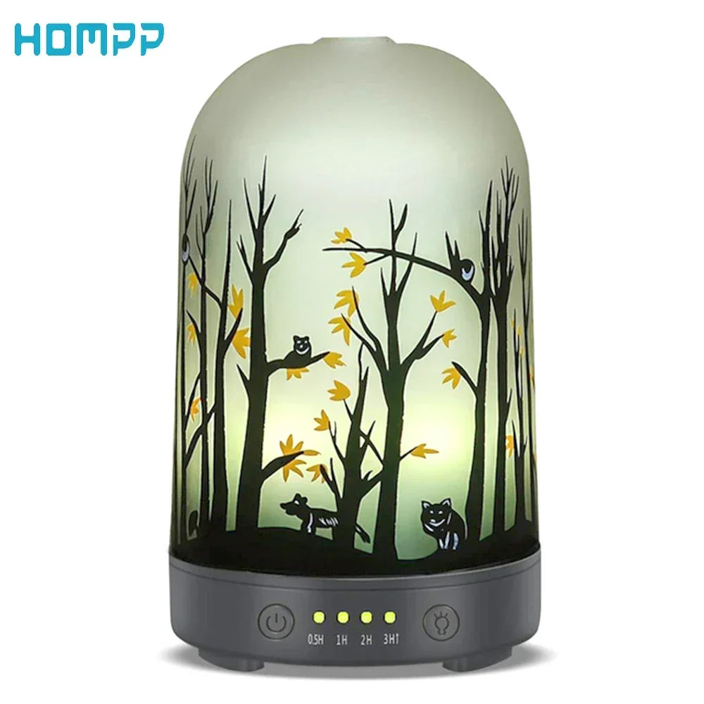 Aroma Diffuser Essential Oil Ultrasound Cool Air Humidifier 7 Lights 100ml Mute Auto Close Mist Maker Glass Difusor De Aroma